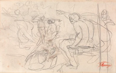 Possibly Seated Figure Pronouncing Judgement on a Kneeling Figure